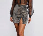 Sultry Slit Snake Print Mini Skirt