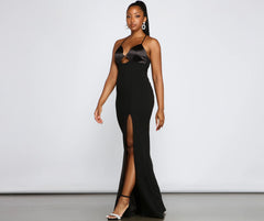 Amelie Formal High Slit Crepe Dress