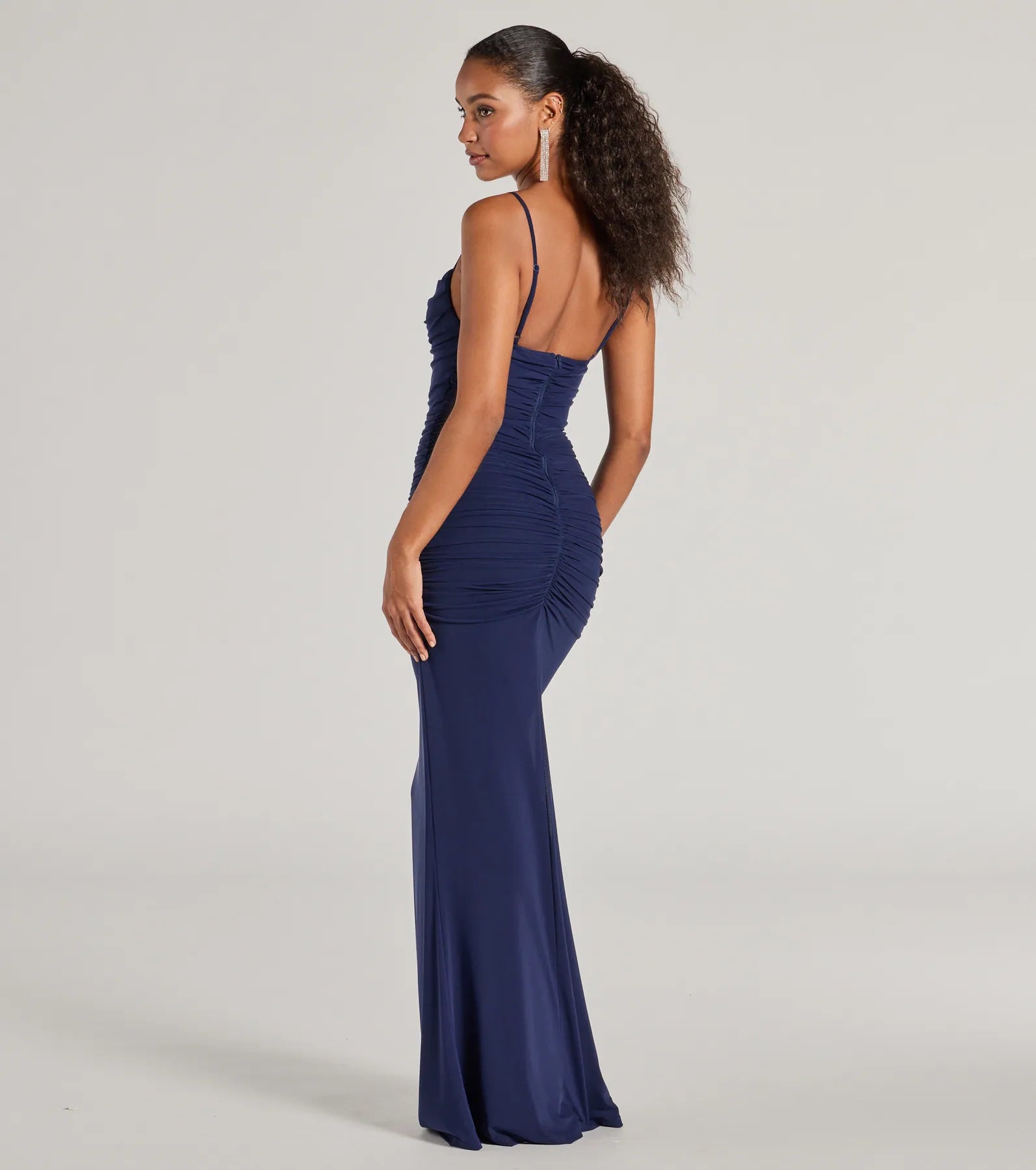 Julane Cowl Neck Ruched Column Dress