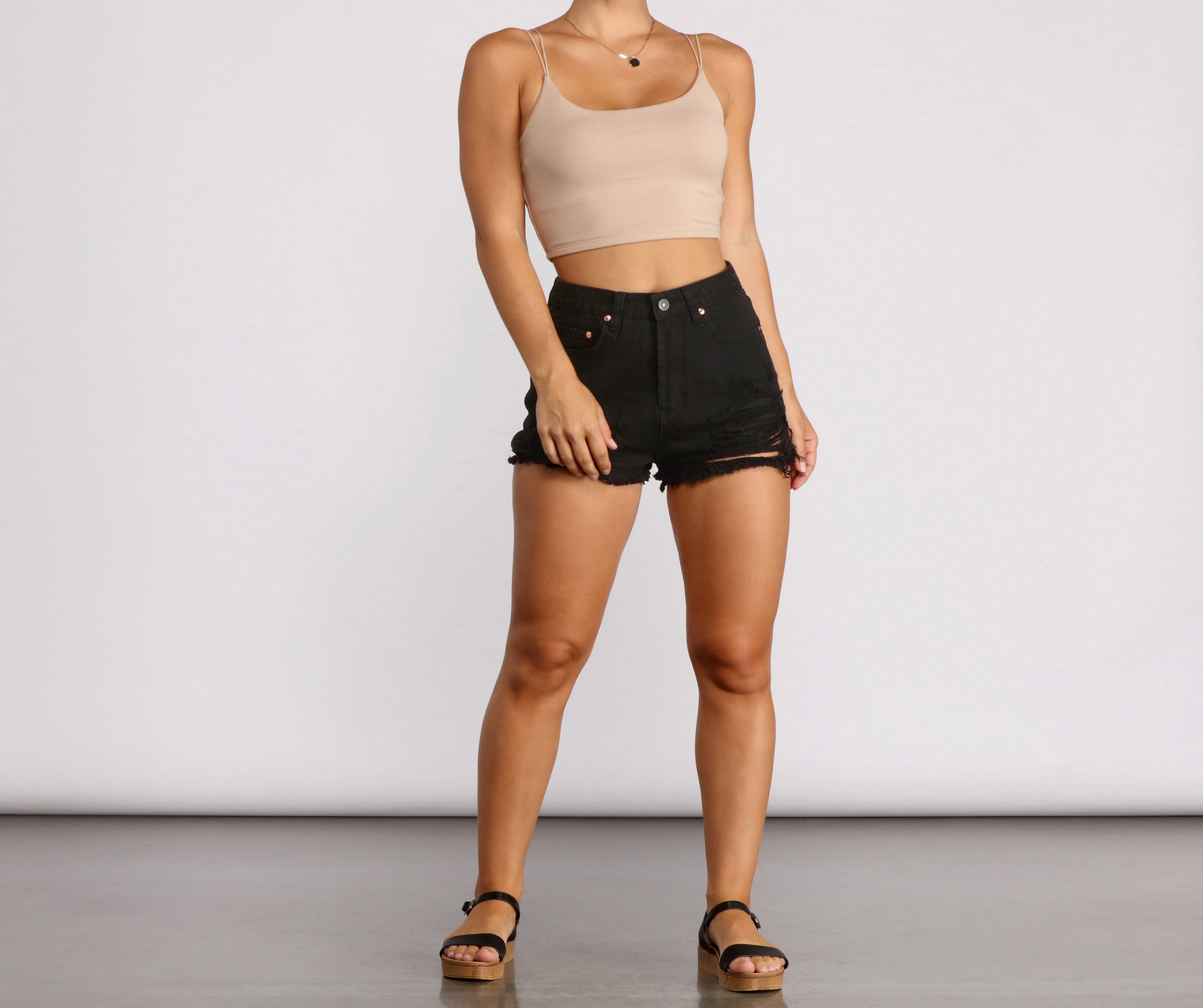 No Better High Waist Distressed Shorts